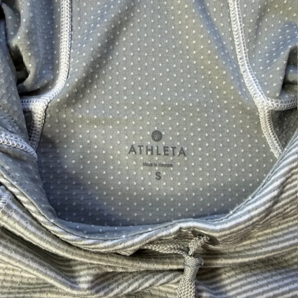Athleta Small Gray Hoodie Sweatshirt Athletic Cowl Neck Pocket Stretch Yoga - Picture 2 of 8